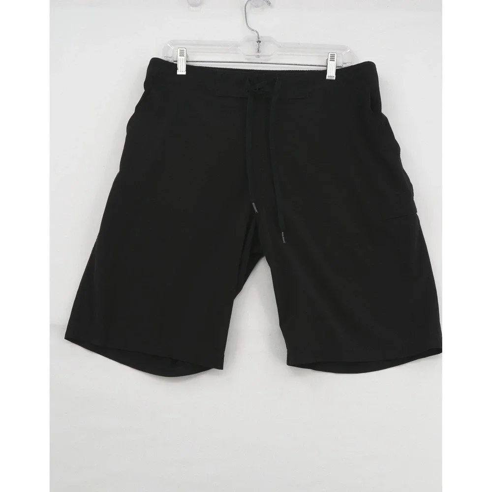Prana Breathe Mens Black Recycled Stretch Shorts Size 34 Drawstring Hiking Yoga